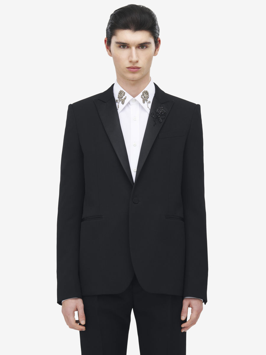 ALEXANDER MCQUEEN - Sailor Tattoo Rose Embroidery Tuxedo Jacket - Item 838579QVAAA1000